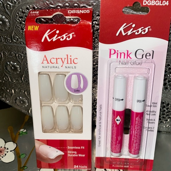 Kiss press on nails, acrylic, natural nails, coffin seamless fits 24 ct/ glue - Picture 1 of 3
